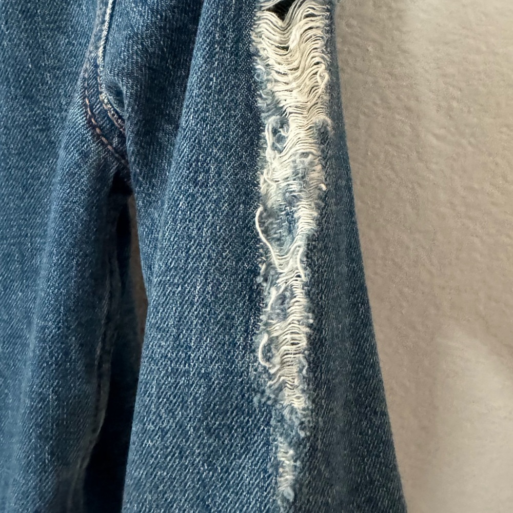 EUC Moschino Couture Distressed Denim Jean Shirt Jacket Size 2 X small Italy - Picture 9 of 16